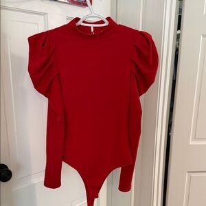 TCEC Red Puff Sleeve Bodysuit